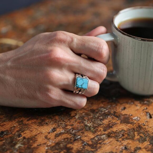 Genuine Solid 925 Sterling Silver, Cuban Link Braided Men's Ring - Picture 4 of 5